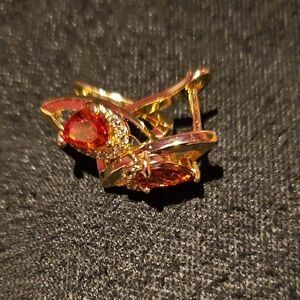 Pretty Bird Gold and Red Earrings